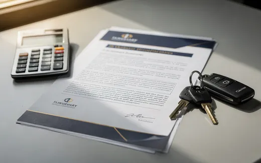 Bilnycklar och miniräknare på skrivbord symboliserar milersättning